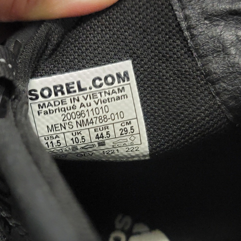 Sorel Boots Mens 11.5 Black Waterproof Combat Ankle Hiking Lace Up NM4788-010 - Picture 9 of 10